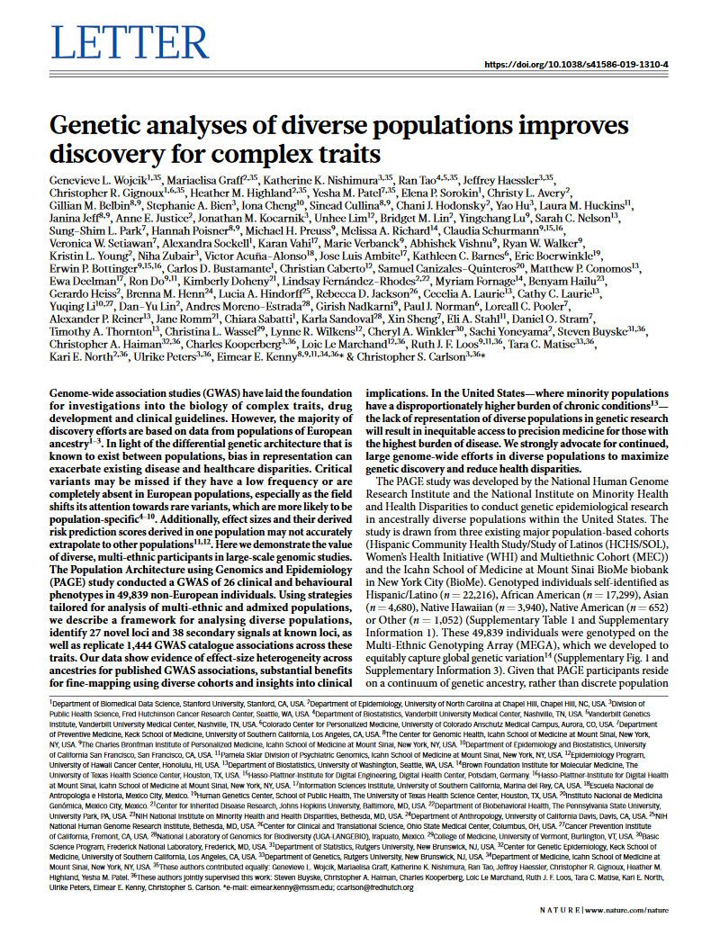 Genetic analyses of diverse populations improves discovery for complex traits