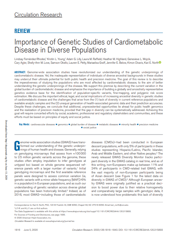 Importance of Genetic Studies of Cardiometabolic Disease in Diverse Populations